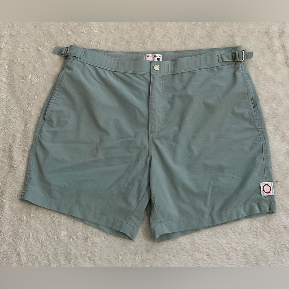 Public Beach Swim Shorts in sea glass